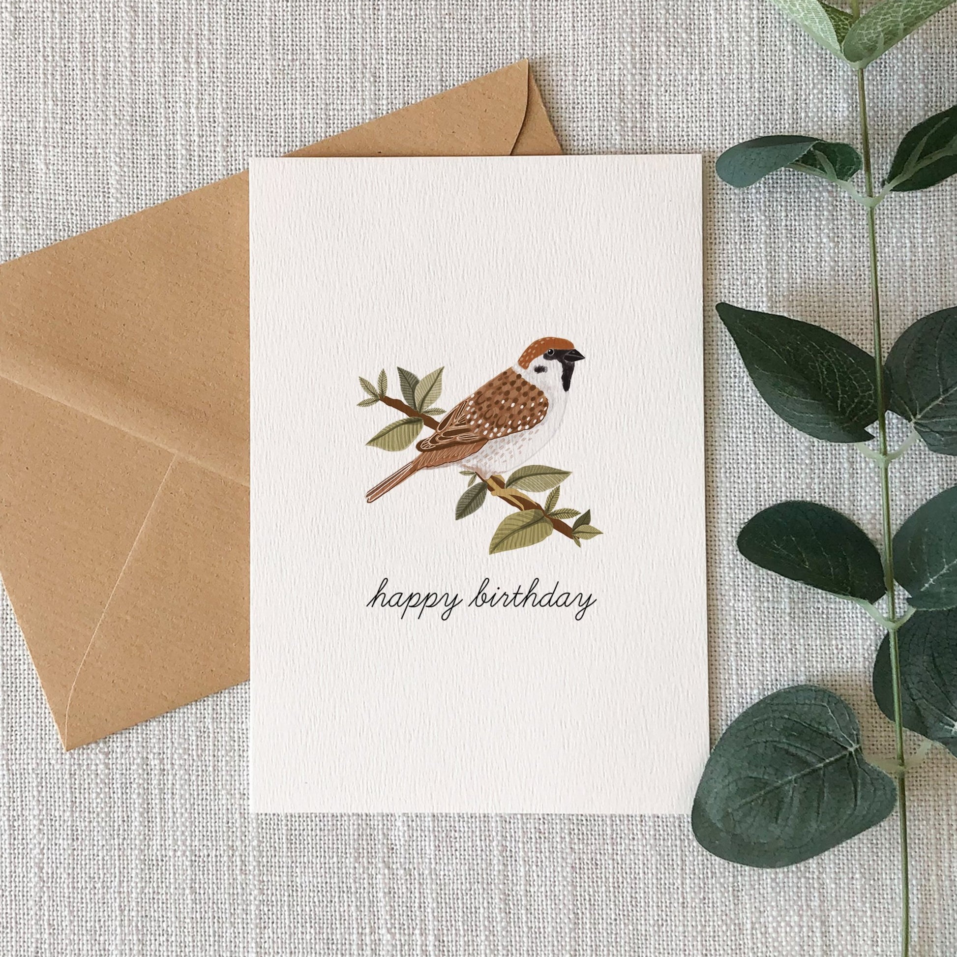 sparrow bird greeting card by heatherlucyj