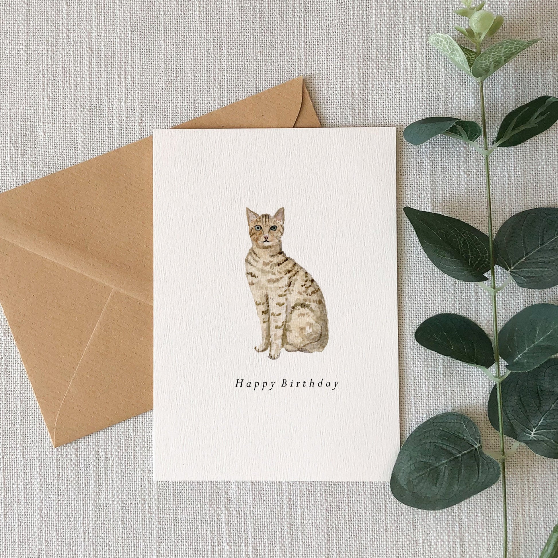 Tabby Cat Birthday Card by HeatherLucyJ. Pet Portrait Greeting Card