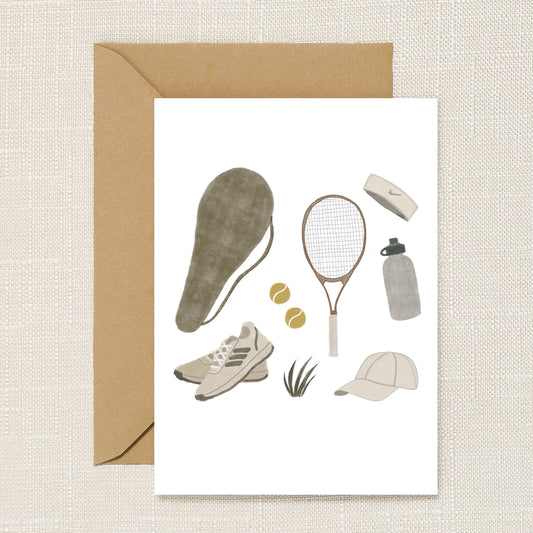 Tennis Essentials Illustrated Greeting Card