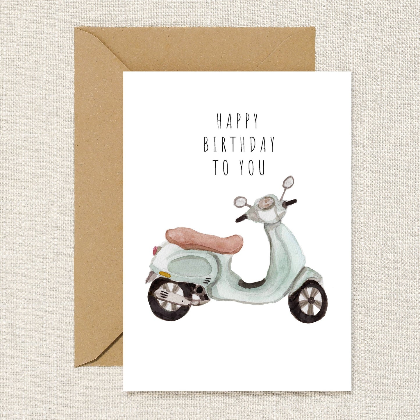 Blue Scooter Birthday Card