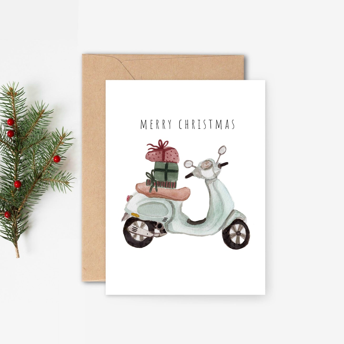 Vespa Scooter Christmas Card