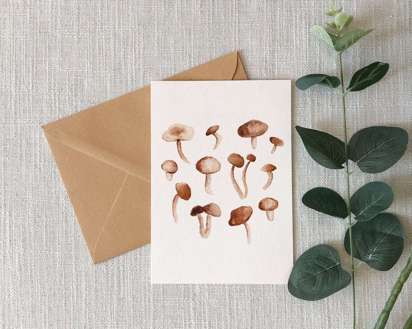 Watercolour Mushrooms Greeting Card
