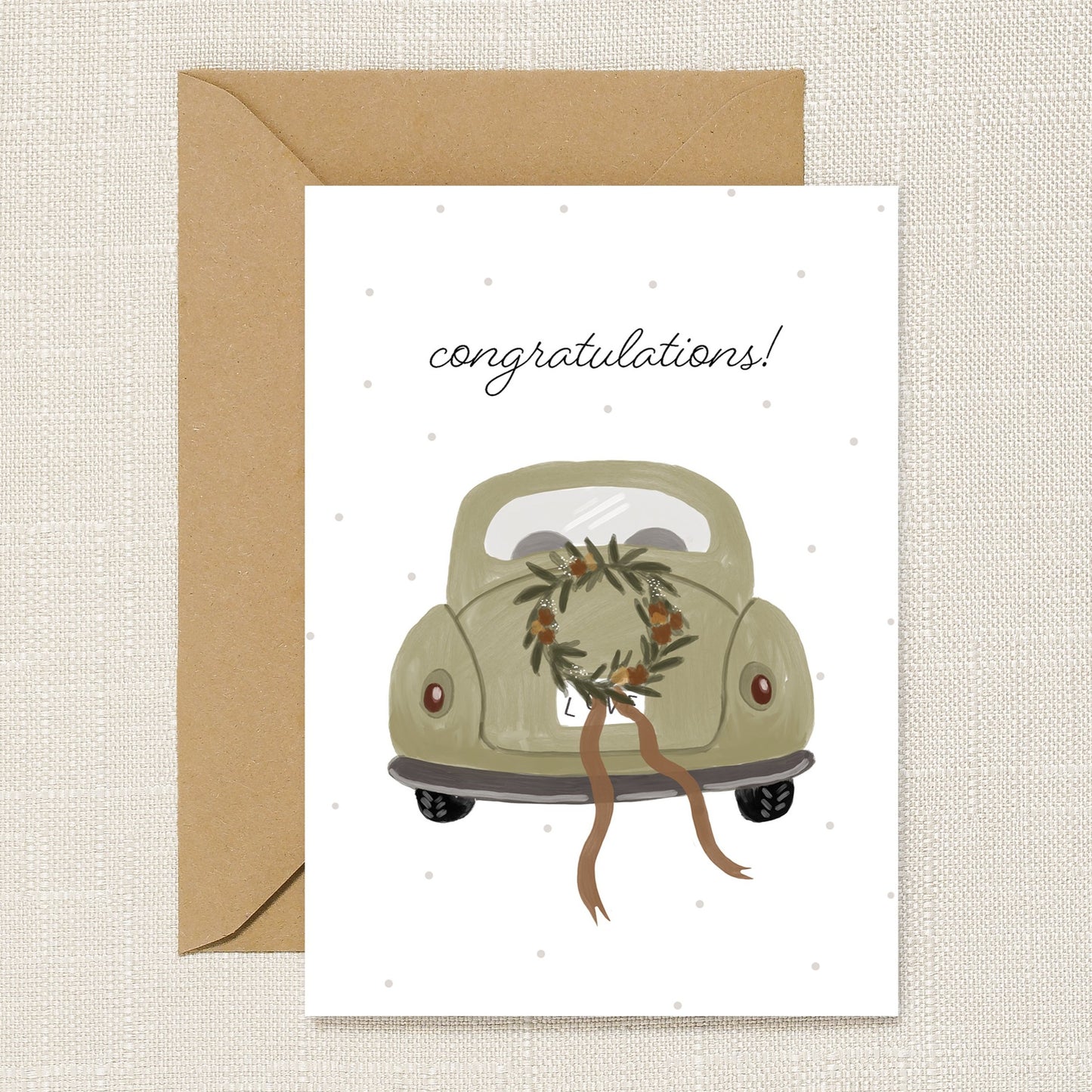 Wedding Car Congratulations Greeting Card