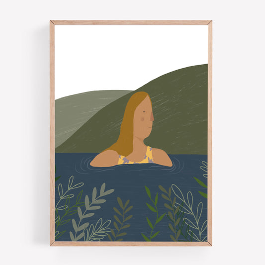 Wild Swimming Lady Art Print